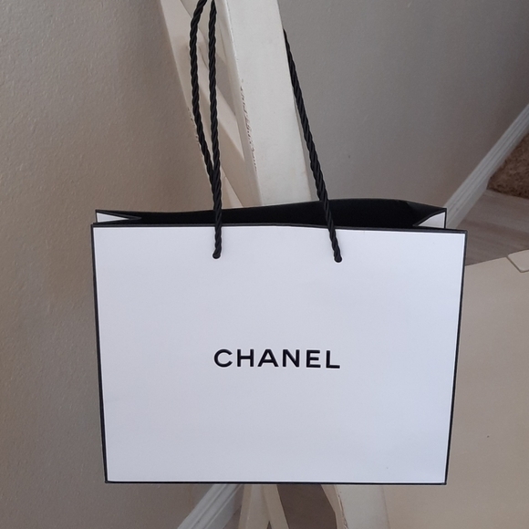 CHANEL Handbags - Chanel Authentic Small White Paper Shopping Bag Gift Tote